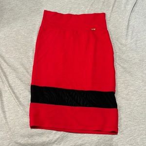 Red and black pencil skirt